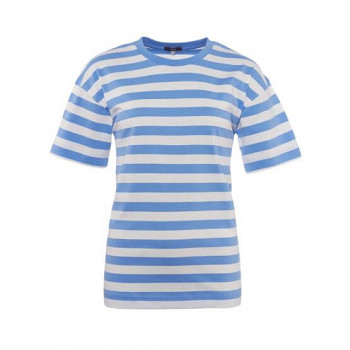 MARIA Dámské tričko s krátkými rukávy ze 100% biobavlny - bílá/ modrá forget-me-not