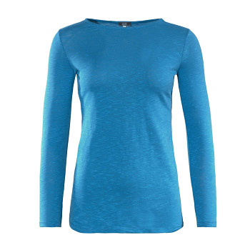 HILLA Dámské tričko s dlouhými rukávy ze 100% biobavlny - modrá retro