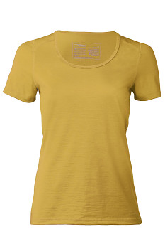 Dámské tričko s krátkými rukávy z bio merino vlny a hedvábí - žlutá sahara