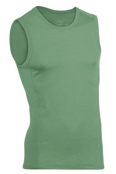 Pánské sportovní tričko bez rukávů z bio merino vlny a hedvábí - zelená smaragd