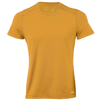 Pánské sportovní tričko s kr. rukávy z bio merino vlny a hedvábí -  žlutá sahara