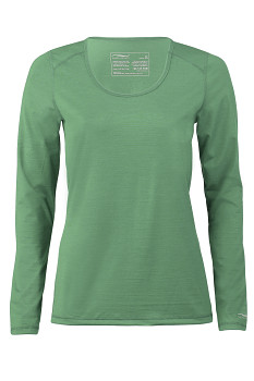 Dámské tričko s dlouhými rukávy z bio merino vlny a hedvábí - zelená smaragd