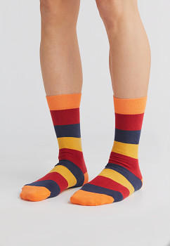 Klasické ponožky z biobavlny - oranžová/cherry/indigo