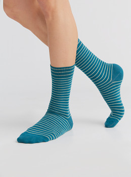Klasické ponožky z biobavlny - tyrkysový proužek
