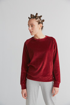 VELVET dámská sametová mikina ze 100% biobavlny - bordeaux