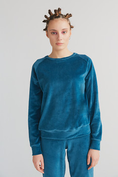 VELVET dámská sametová mikina ze 100% biobavlny - modrá