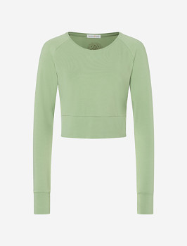 BALA Dámský crop top na jógu z bambusu a biobavlny s růženínem - zelená