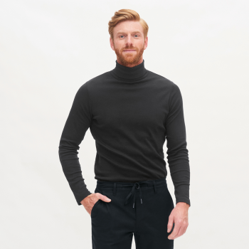HELGE Pánské rolákové tričko ze 100% biobavlny - černá