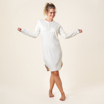 DOMINIQUE unisex retro  noční košile ze 100% biobavlny - přírodní