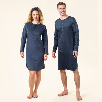 DOMINIQUE unisex retro  noční košile ze 100% biobavlny - tmavě modrá navy