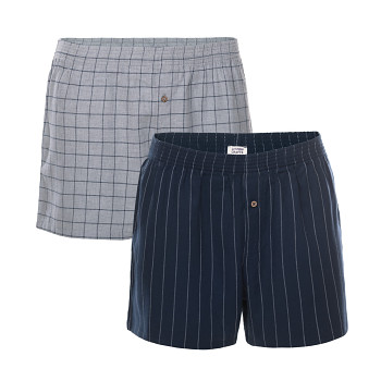 BORIS pánské boxerky ze 100% biobavlny - modrá navy/šedá (2 ks) 