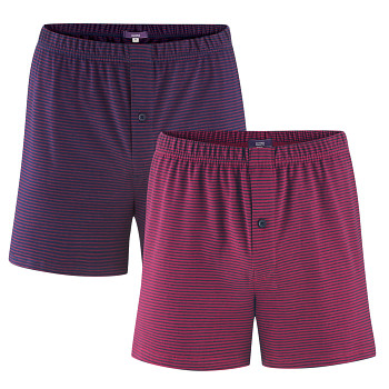 BEN pánské boxerky ze 100% biobavlny -modrá navy / červená ruby  - 2 kusy v balení 