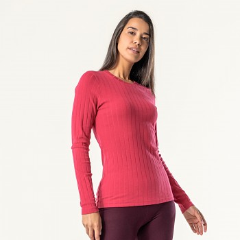 SAPHIRA Dámský top s dlouhými rukávy z biobavlny - růžová garnet rose