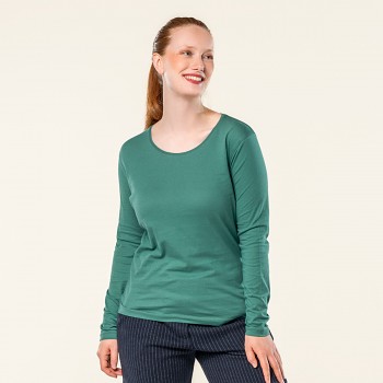 SUSANNA Dámské tričko s dlouhými rukávy ze 100% biobavlny - zelená atlantic green