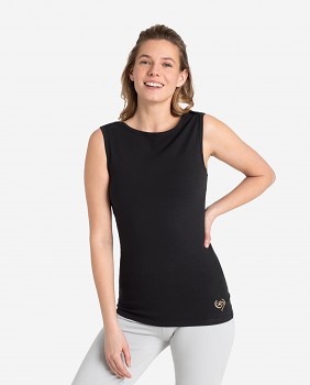 OM Dámský top na jógu z bambusu a biobavlny s turmalíny - černá  