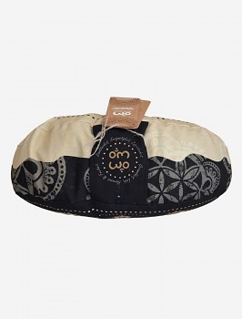 YINYANG meditační špaldový polštářek ze 100% biobavlny s růženíny a ametysty - černá/přírodní