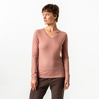 TARANA Dámské tričko s dlouhými rukávy ze 100% biobavlny - růžová dried rose